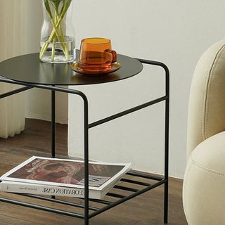 Iron Frame Two-Tier Storage Compact Side Table