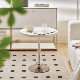 Silver Leg Round Side Table White