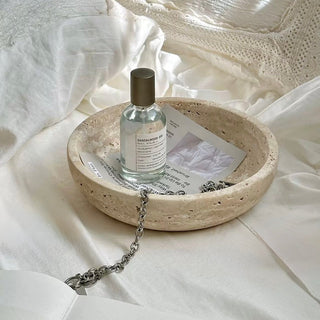Travertine Round Natural Tray Natural Marble