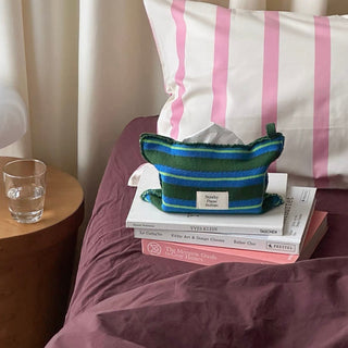 Mixed Border Knit Tissue Case   Hanging Tissue Cover with Stripes