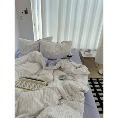 Purple Pinstripe Duvet Cover Set   Bed Cover  All Seasons