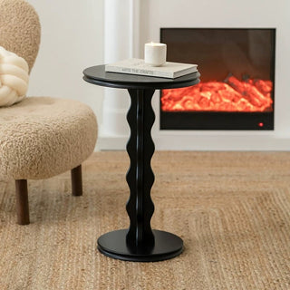 Black Wave Leg Round Compact Side Table