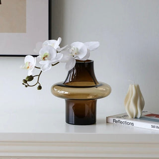 Brown color Clear glass flower vasein 2 sizes.