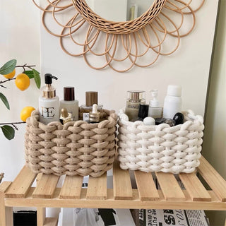 Rope braided small storage basket