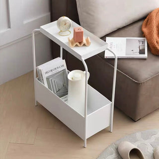 Monochrome Iron Storage Side Table  Slim