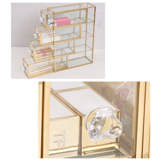 Gold Frame Clear Cosmetic Drawer Storage with 4 Drawers