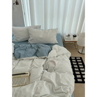 Blue pinstripe pattern duvet cover set bed cover all seasons year-round