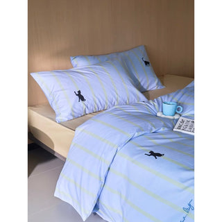 Blue Cat Stripe Duvet Cover Set  Bed Cover Cat