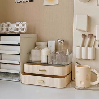 Two-tier drawer & open cosmetic storage unitin  .
