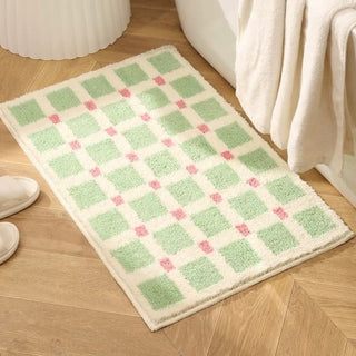Colorful Grid Absorbent Bath Mat  50 x 80 cm Door Mat Entrance Mat Non-Slip