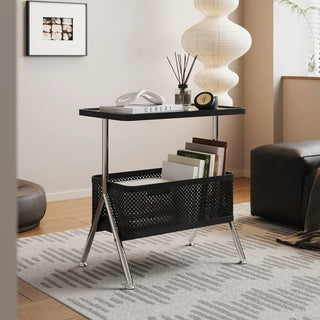 Stainless steel frame basket storage side table