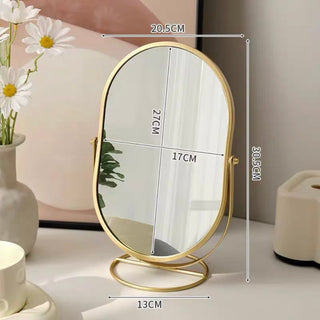 Adjustable Angle Oval Tabletop Mirror Mirror with Stand
