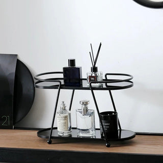 Silver Frame Oval Two-Tier Display Rack  Storage