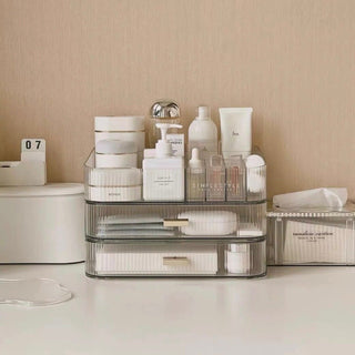 Two-tier drawer & open cosmetic storage unitin  .