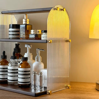 Bamboo Clear Two-Tier Storage Display Rack Cosmetic Storage Perfume Storage