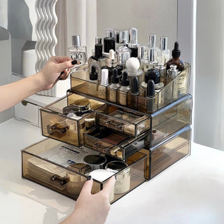 Clear Color Drawer Cosmetic Storage Box Large Capacity