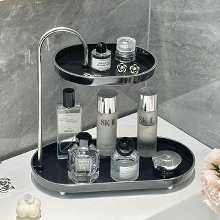 Top Slide Oval Two-Tier Tray   Cosmetics Storage Perfume Storage Tray