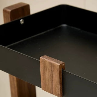 Wood Black Cosmetic Storage Rack with Legs Two-Tier Display Rack Bathroom Stand
