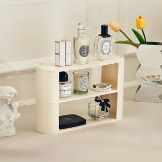 Three-tier perfume and cosmetic multi-display storage rack