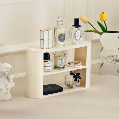 Three-tier perfume and cosmetic multi-display storage rack