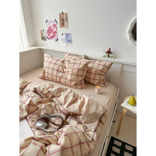 Orange Mix Check Pattern Duvet Cover Set 2 Sizes  All Seasons