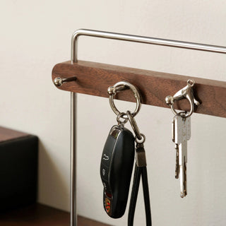 Silver Frame Wood Accessory Key Stand Tray  Storage Tray for Small Items