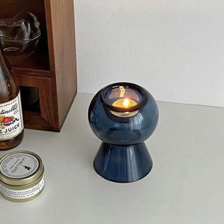 2way Blue Glass Candle Holder Vase