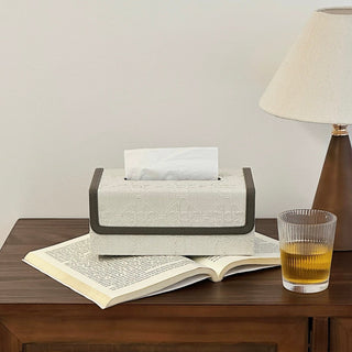Faux Leather Piping Modern Tissue Case