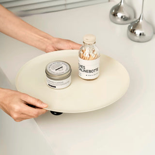 Legged Monotone Large Iron Round Tray  Cosmetic Storage