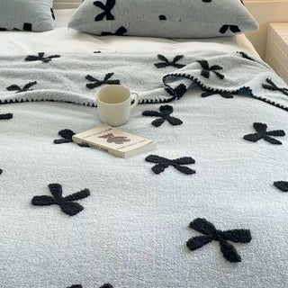 Blue Ribbon Pattern Stitch Blanket 150x200cm Lap Blanket