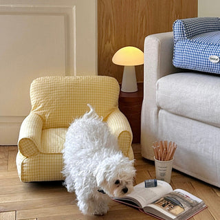 Checkered pattern small pet sofa for dogs and cats pet bed pet supplies pet cushion washable.
