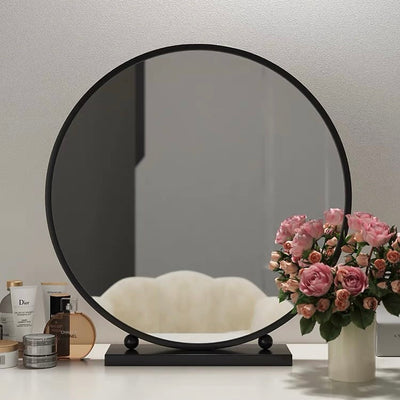 Tabletop Iron Round Mirror Black 40cm Diameter