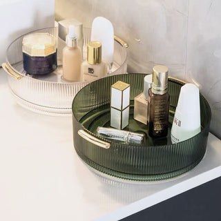 Striped Pattern 360 Degree Rotating Cosmetic Storage Tray