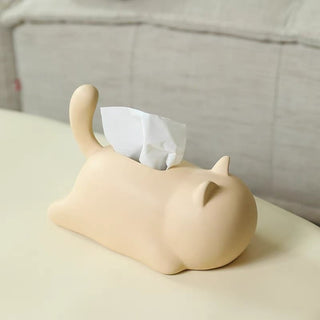 Lying Down Cat Ceramic Tissue Case  Cat Tissue Box