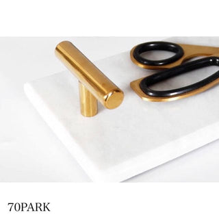 Marble Gold Handle Slim Accessory Tray