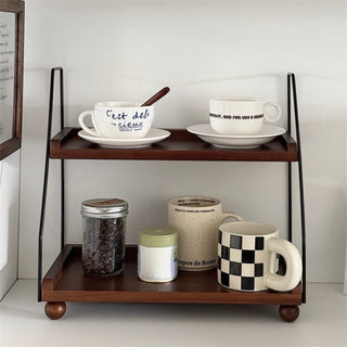 Wood Wire Retro Two-Tier Storage Rack Spice Rack