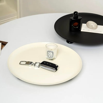 Legged Monotone Large Iron Round Tray  Cosmetic Storage