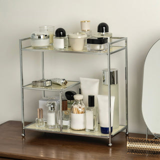 Silver Frame Multi-Tier Storage Display Rack  Monotone Perfume Storage