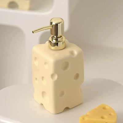 Cheese motif ceramic dispenser refillable bottle