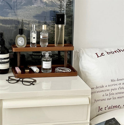 Wood Two-Tier Storage Display Rack  Perfume Storage