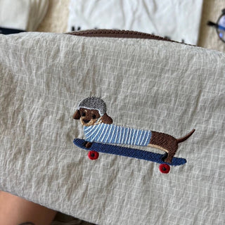 Skateboard Dog Cosmetics Storage Waterproof Pouch Hanging Makeup Pouch Travel Pouch Dachshund