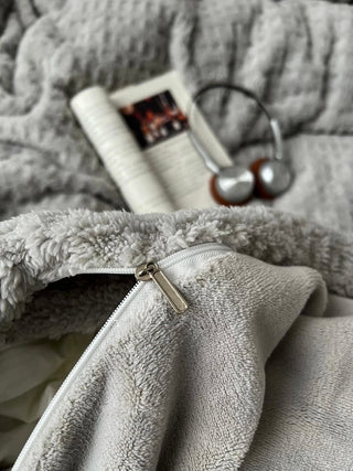 Gray Thick Milk Fleece Winter Duvet Cover Set