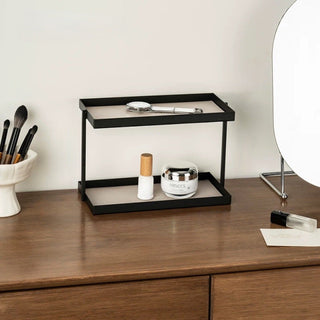 Iron Leather Rectangular Simple Two-Tier Tray  Storage Rack