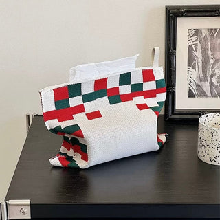 Mosaic Pattern Knit Tissue Case   Hanging Type