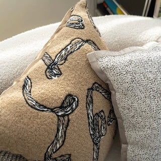 Brown Mix Embroidered Stripe Cushion Cover  45 x 45 cm