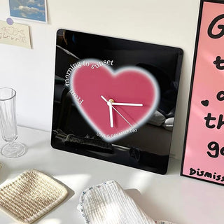Heart Design Square Acrylic Clock Wall Clock