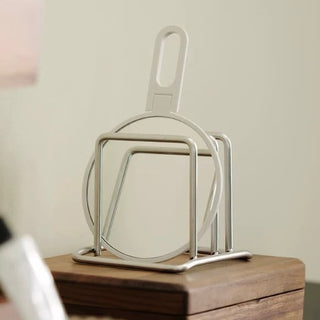 Stainless steel silver multi-purpose book stand storage cutting board stand