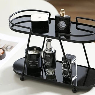 Silver Frame Oval Two-Tier Display Rack  Storage