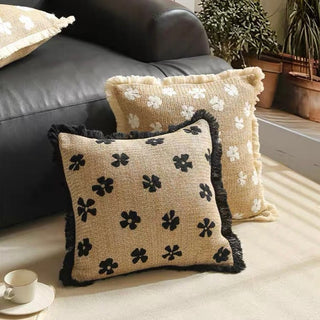 Straw material Flower fringe cushion cover 45 x 45 cm
