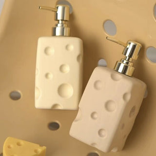 Cheese motif ceramic dispenser refillable bottle